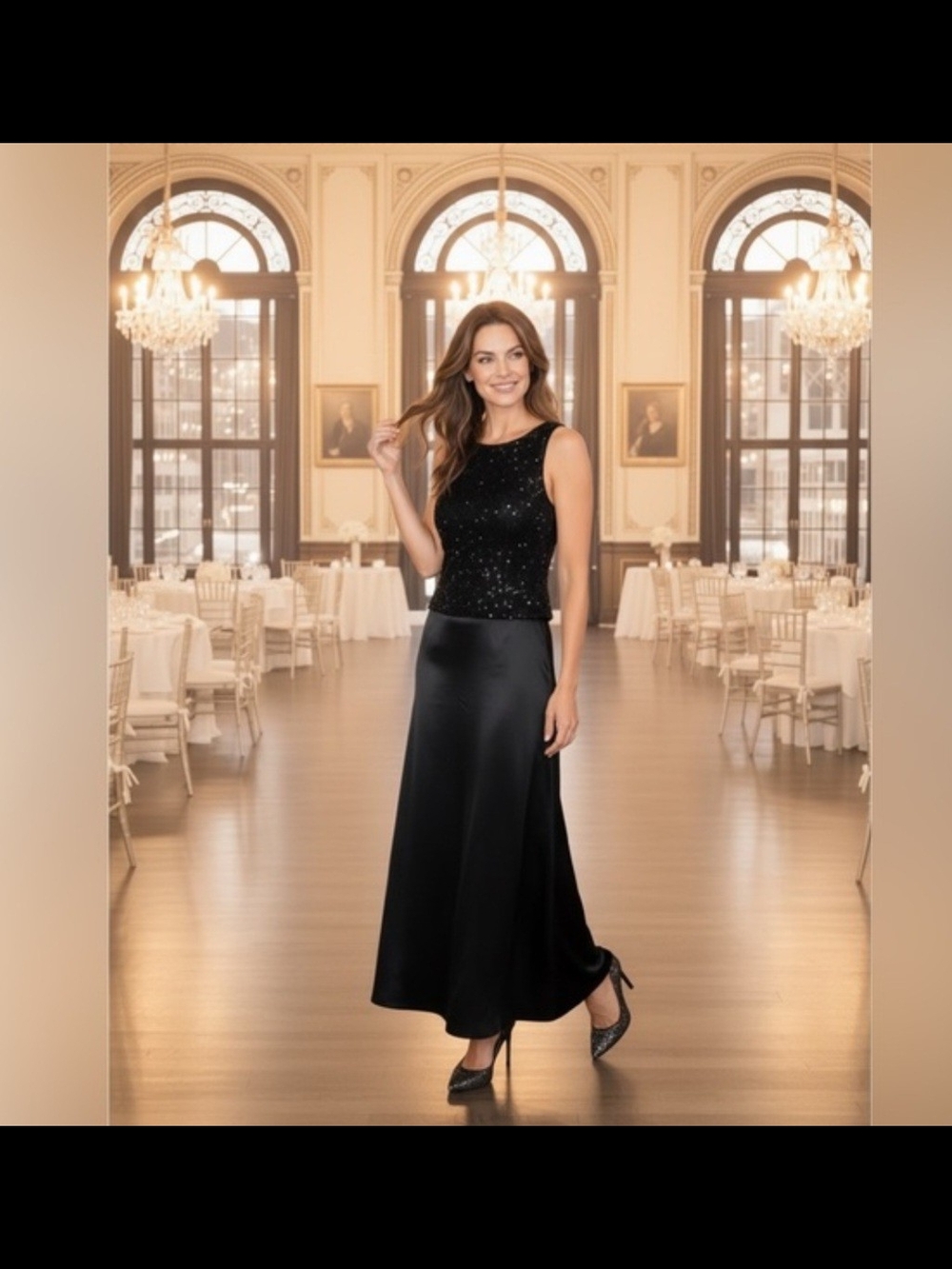 Vintage 90s Classic Black Evening Gown